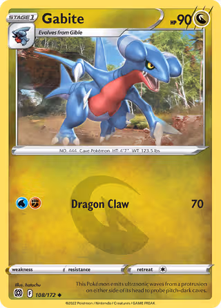 Gabite 108/172 Pokemon card