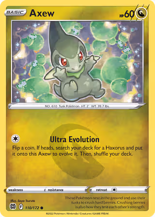 Axew 110/172 Pokemon card