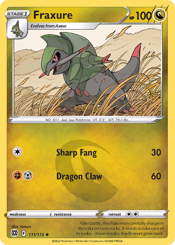 Fraxure 111/172 Pokemon card