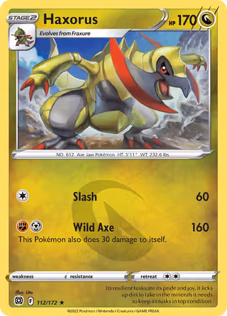 Haxorus 112/172 Pokemon card
