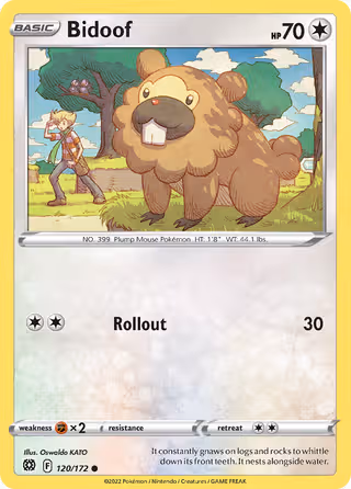Bidoof 120/172 Pokemon card