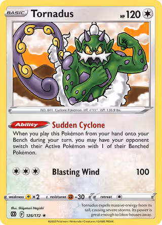 Tornadus 126/172 Pokemon card