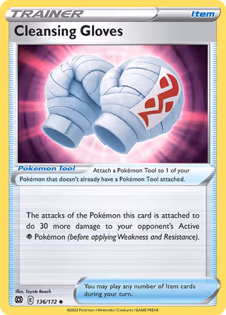 Cleansing Gloves 136/172 Pokemon card
