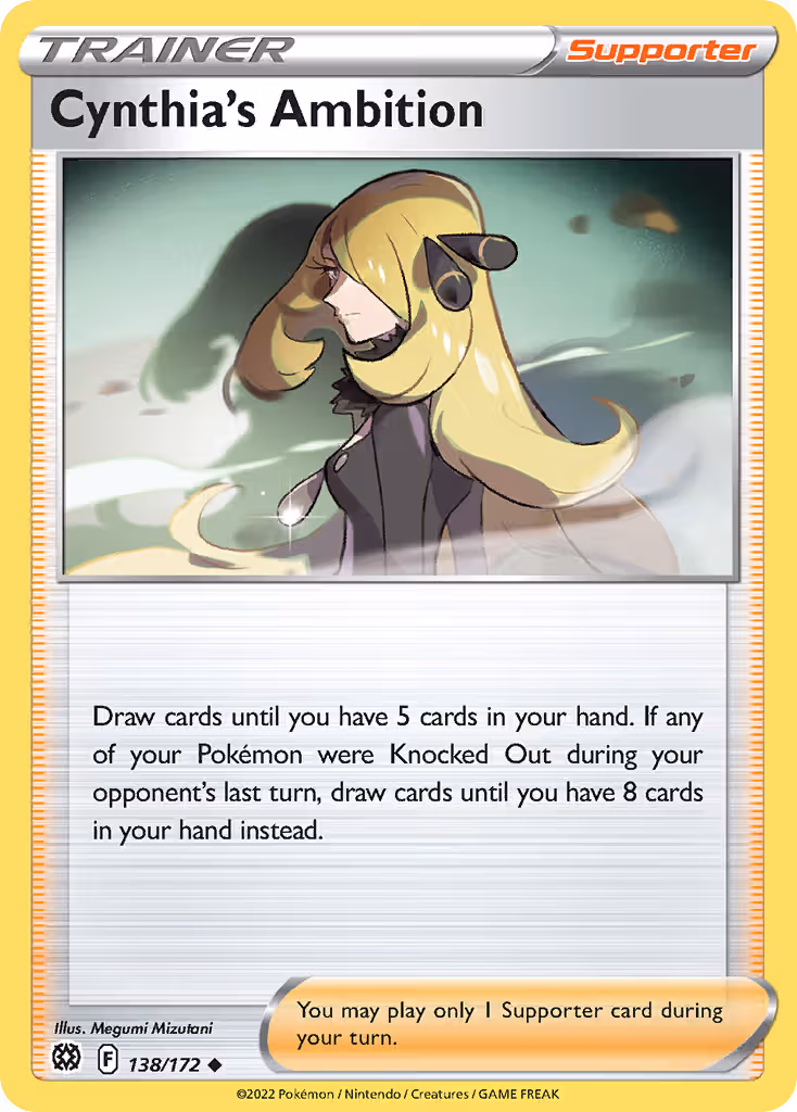 Cynthia's Ambition 138/172 Pokemon card