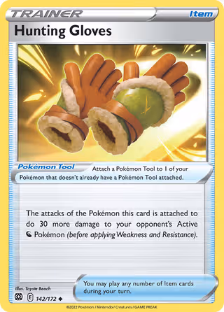 Hunting Gloves 142/172 Pokemon card