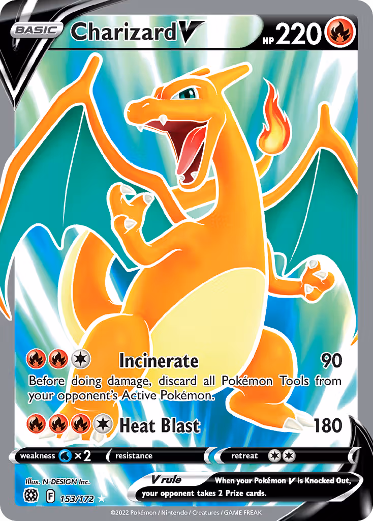 Charizard V 153/172 Pokemon card