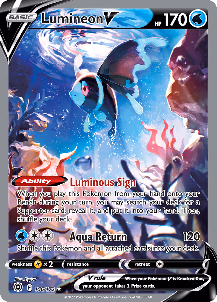 Lumineon V 156/172 Pokemon card