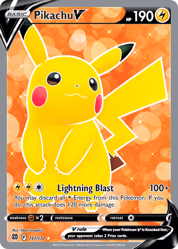 Pikachu V 157/172 Pokemon card