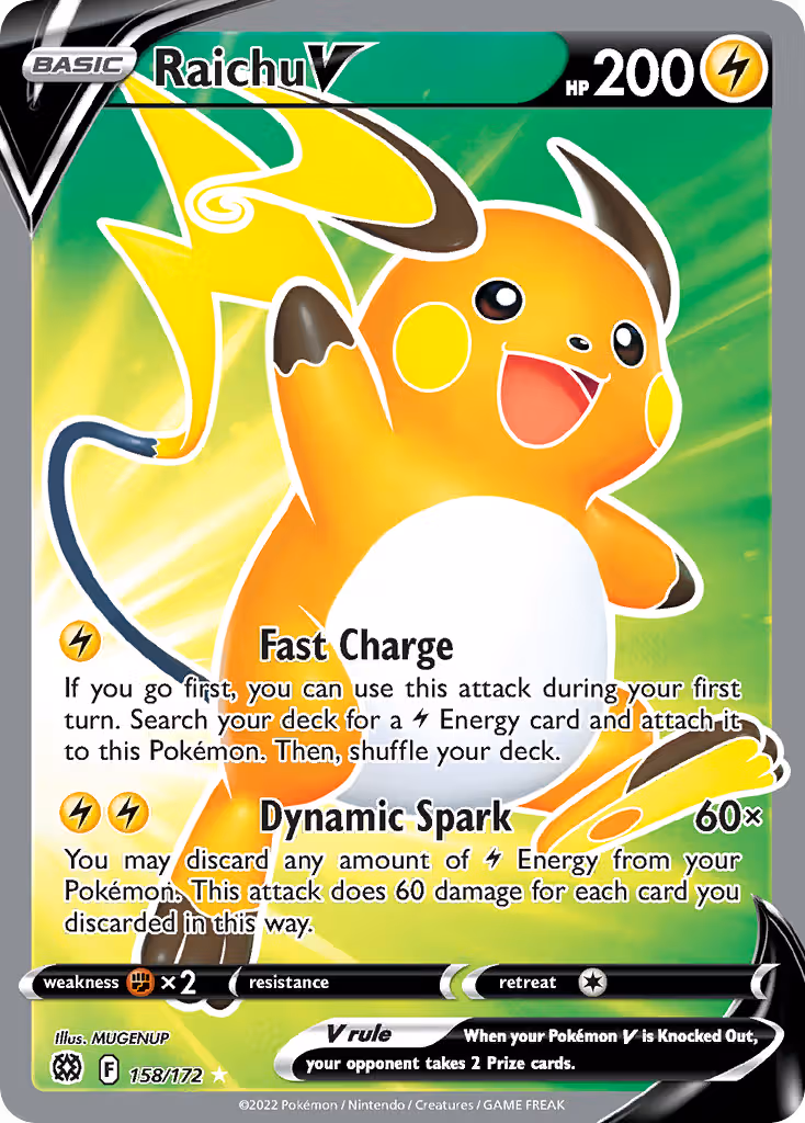 Raichu V 158/172 Pokemon card