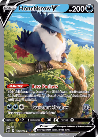Honchkrow V 162/172 Pokemon card