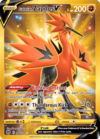 Galarian Zapdos V 182/172 Pokemon card