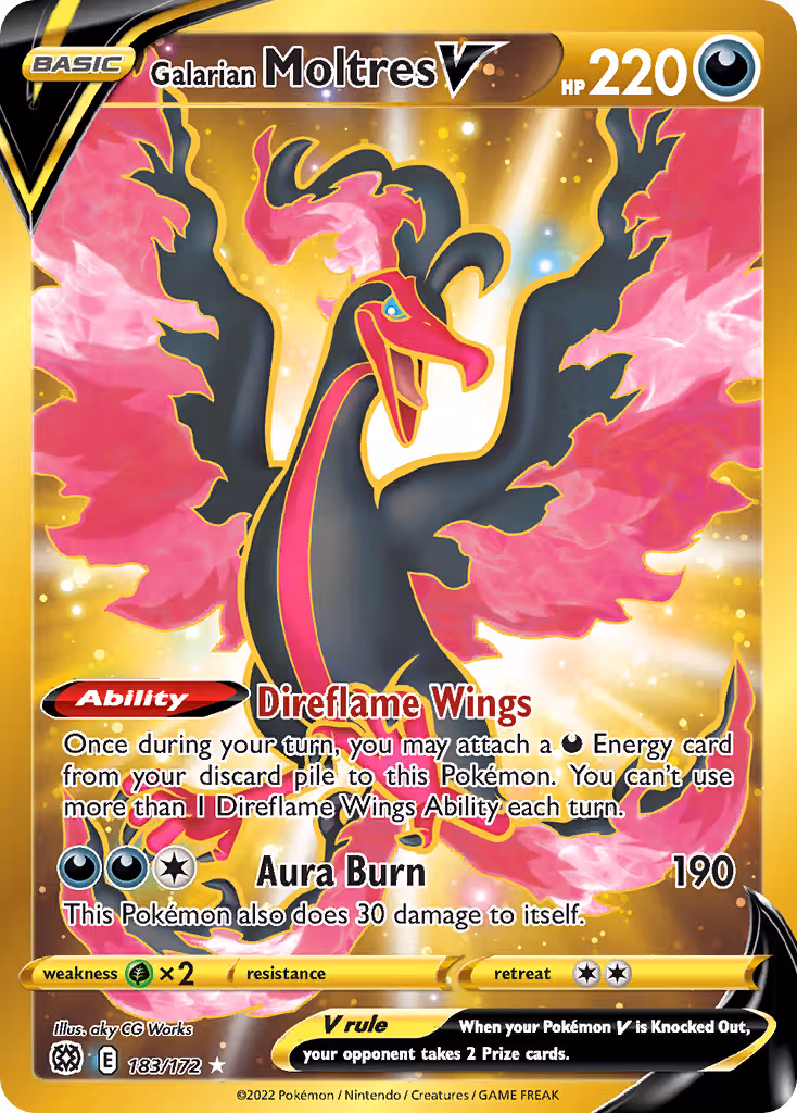 Galarian Moltres V 183/172 Pokemon card