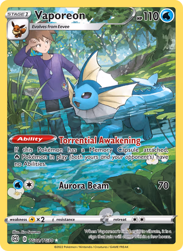 Vaporeon TG02 Pokemon card