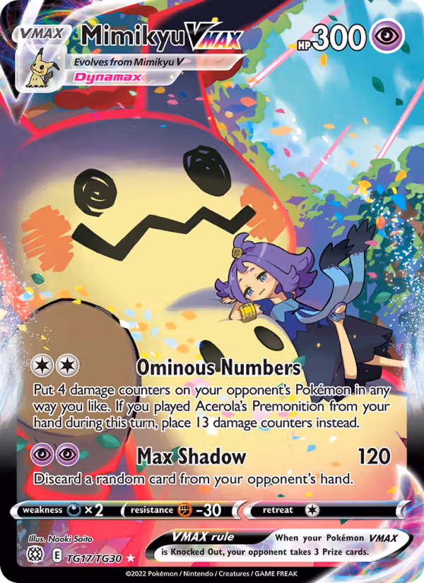 Mimikyu VMAX TG17 Pokemon card