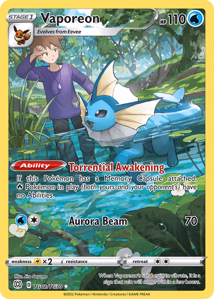 Vaporeon TG02 Pokemon card