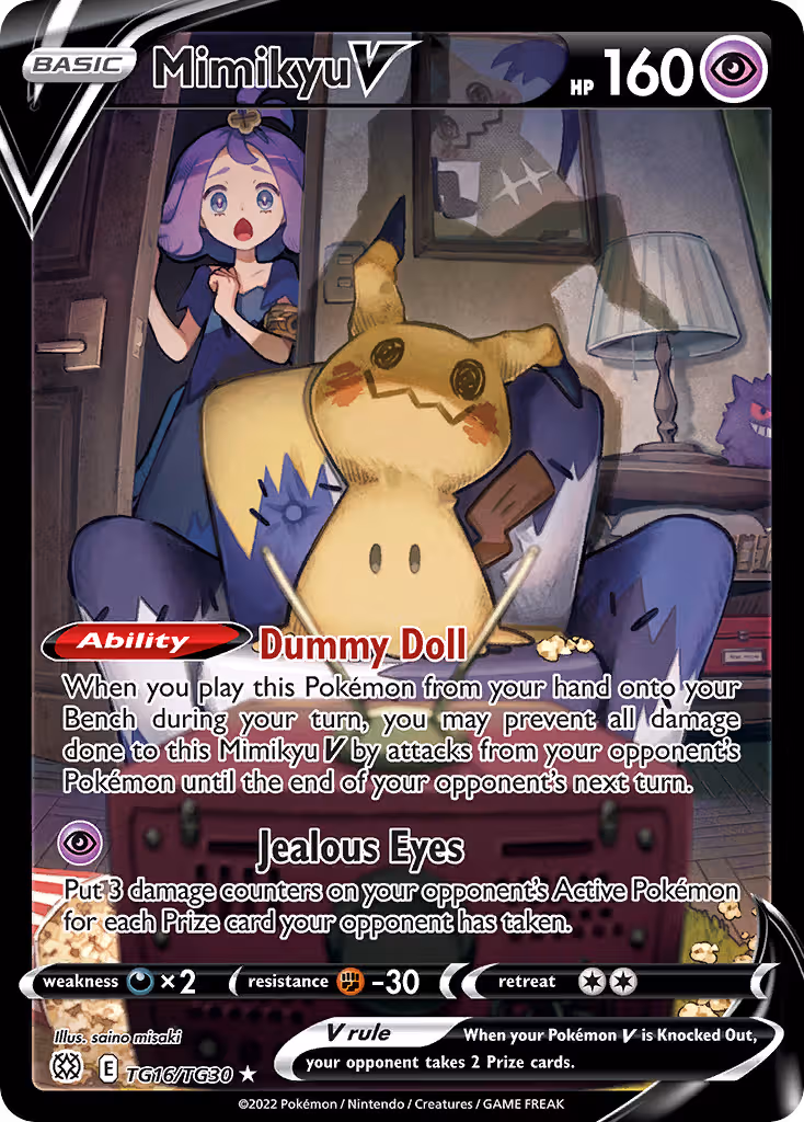 Mimikyu V TG16 Pokemon card