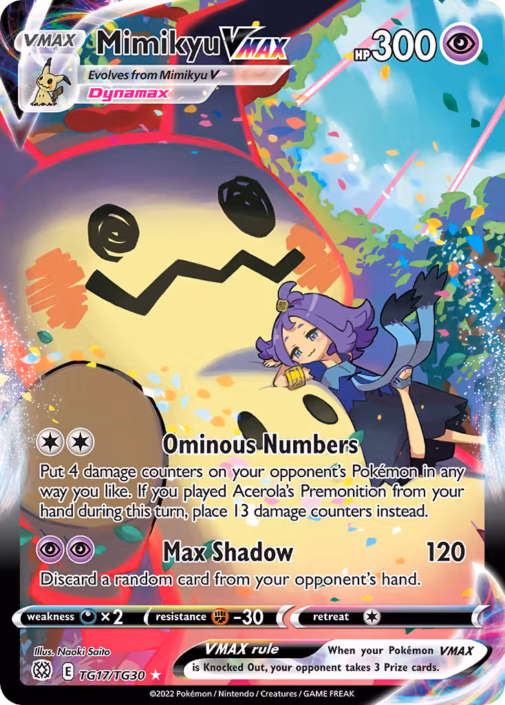 Mimikyu VMAX TG17 Pokemon card