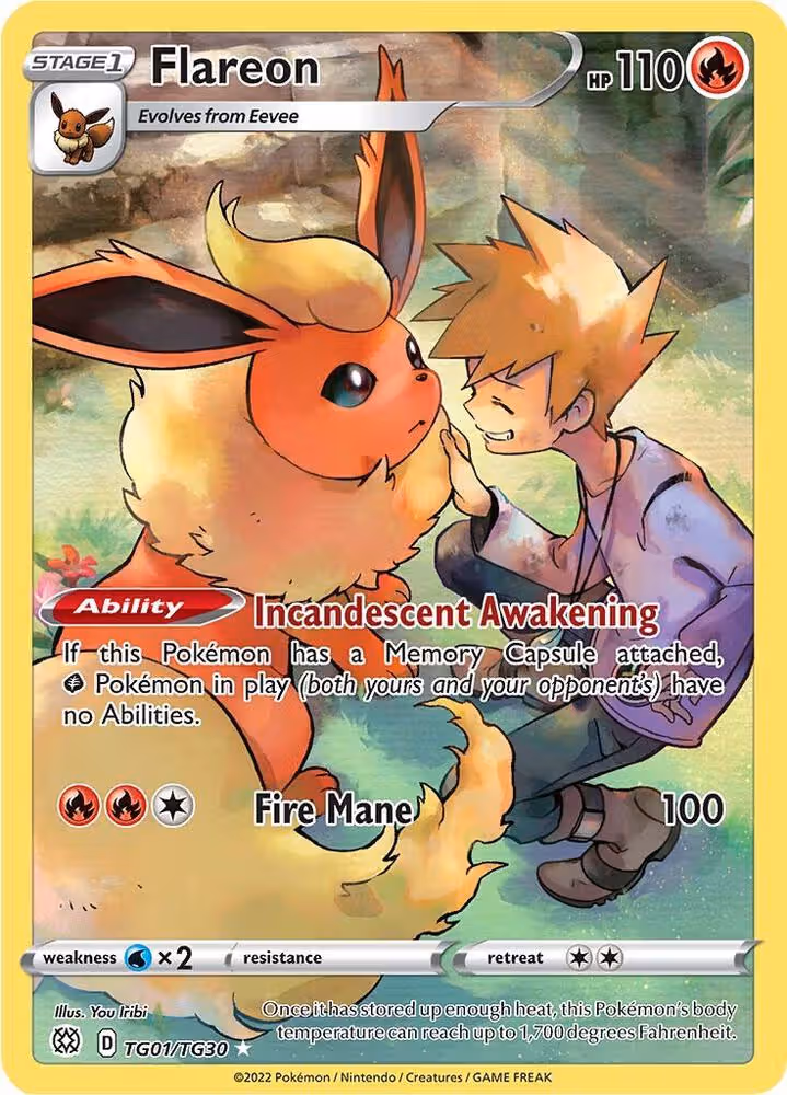Flareon TG01/TG30 Brilliant Stars Trainer Gallery Pokemon card