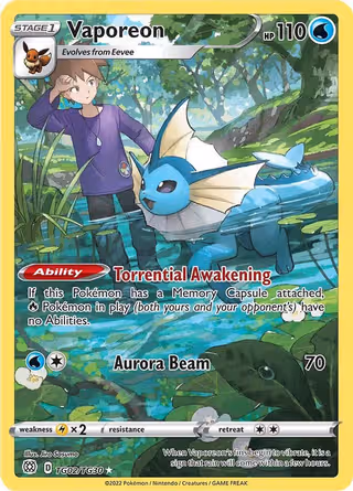 Vaporeon TG02 Pokemon card