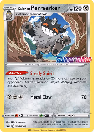 Galarian Perrserker SWSH008 Pokemon card
