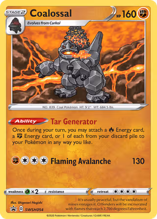Coalossal SWSH054 Pokemon card