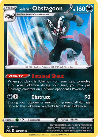 Galarian Obstagoon SWSH059 Pokemon card