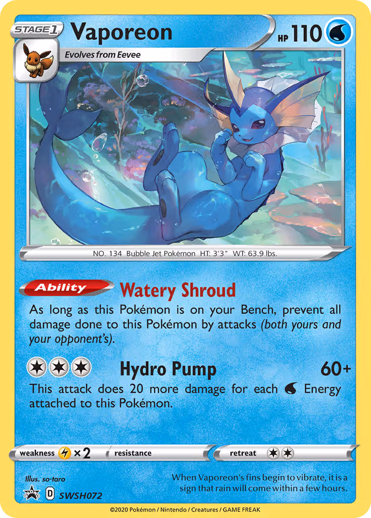 Vaporeon SWSH072 Pokemon card