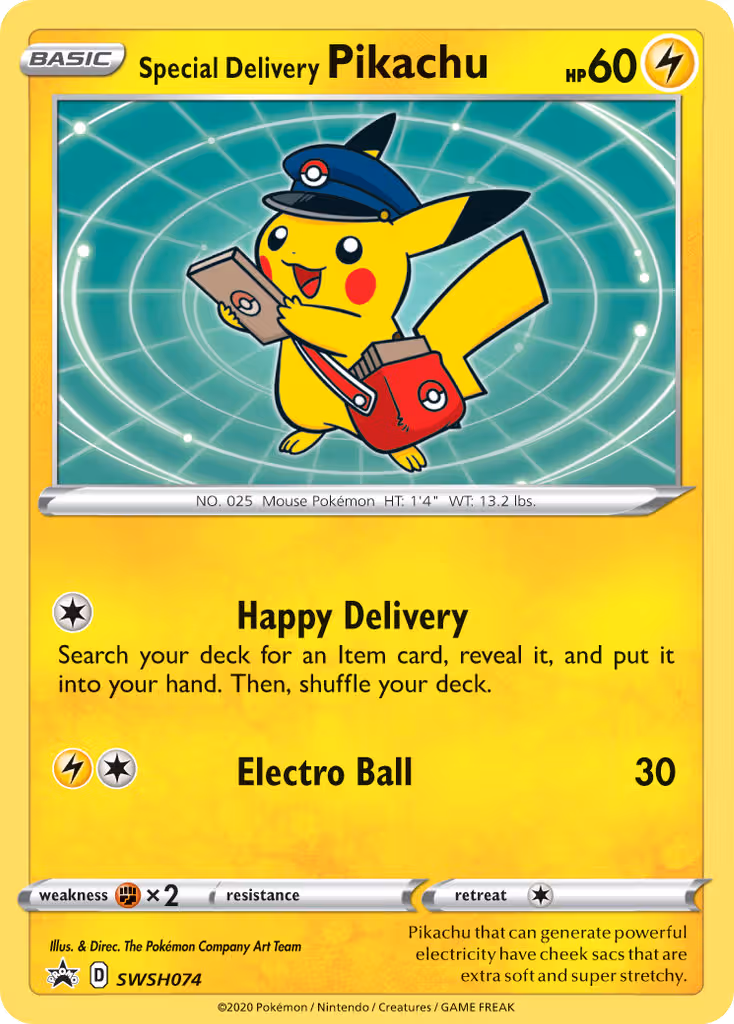 Special Delivery Pikachu SWSH074 Pokemon card