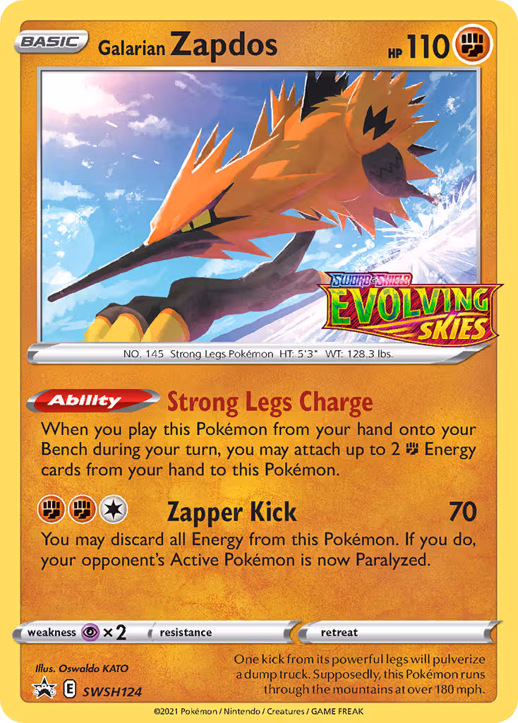 Galarian Zapdos SWSH124 Pokemon card
