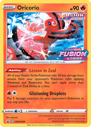 Oricorio SWSH168 Pokemon card