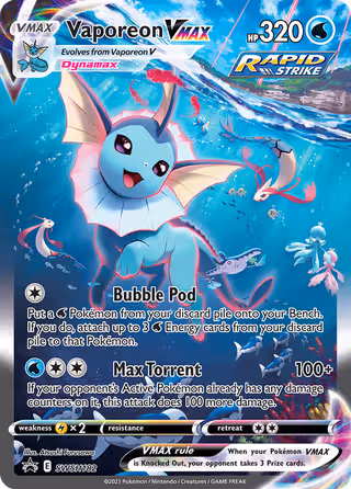 Vaporeon VMAX SWSH182 Pokemon card