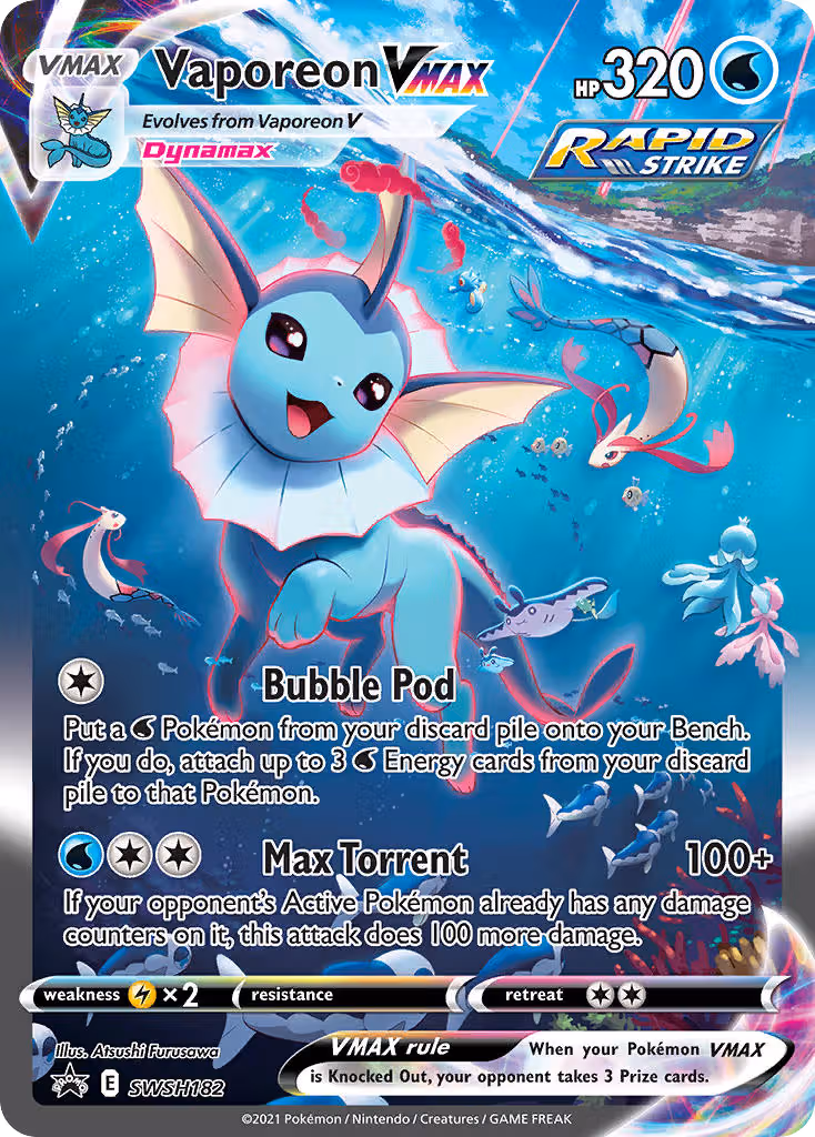 Vaporeon VMAX SWSH182 Pokemon card