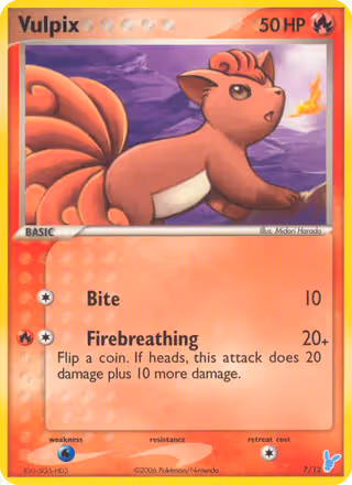 Vulpix 7/12 Pokemon card