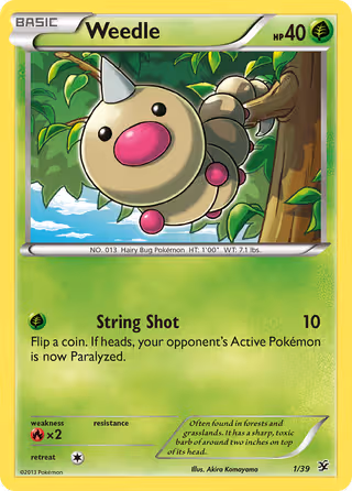 Weedle 1/39 Pokemon card