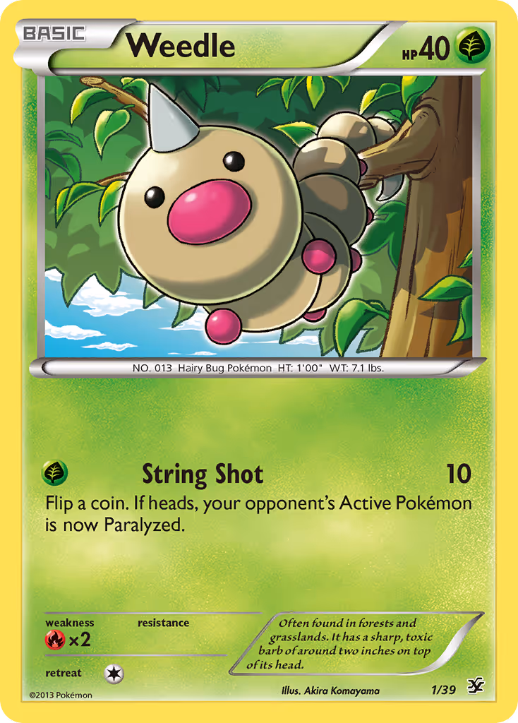 Weedle 1/39 Pokemon card