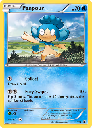Panpour 11/39 Pokemon card