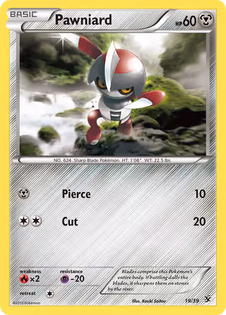 Pawniard 19/39 Pokemon card
