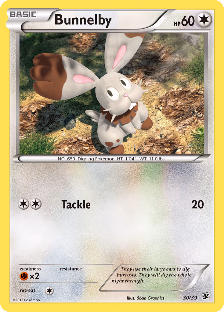 Bunnelby 30/39 Pokemon card