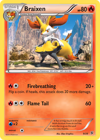 Braixen 9/39 Pokemon card