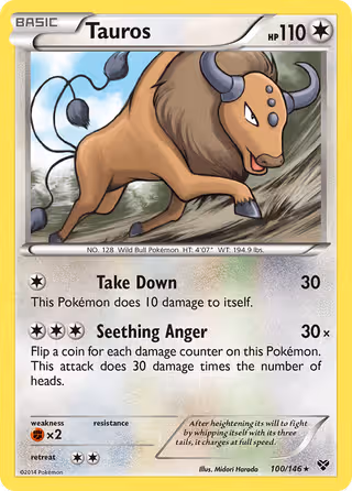 Tauros 100/146 Pokemon card