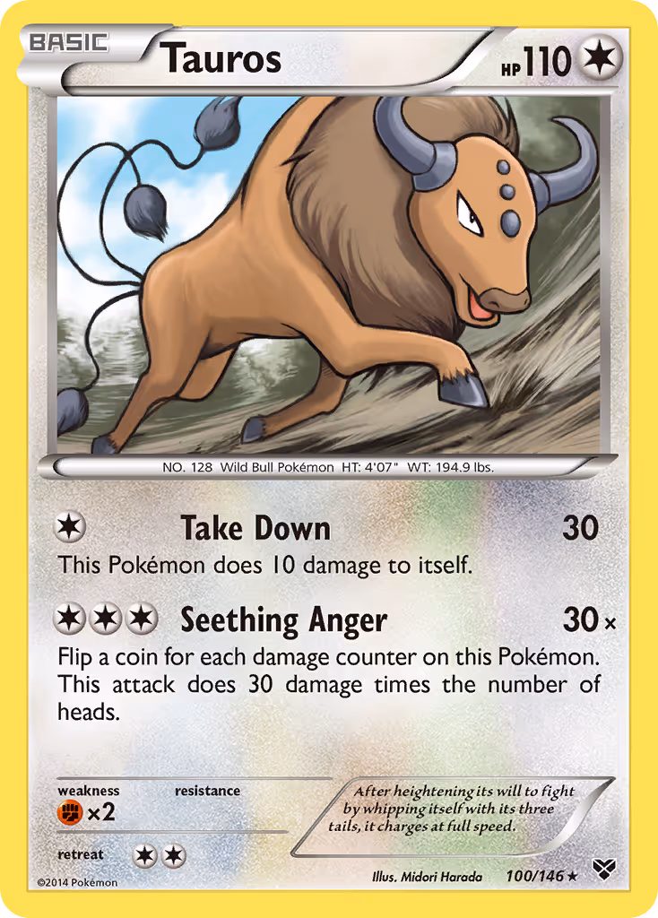 Tauros 100/146 Pokemon card