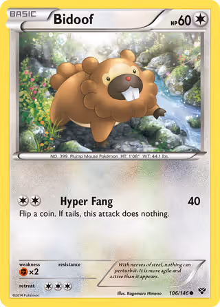 Bidoof 106/146 Pokemon card