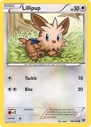 Lillipup 108/146 Pokemon card