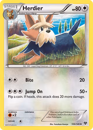 Herdier 109/146 Pokemon card