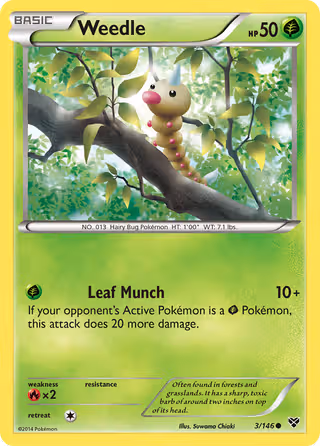Weedle 3/146 Pokemon card