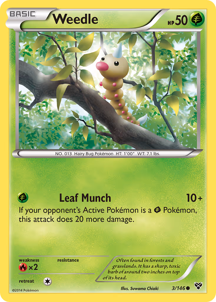 Weedle 3/146 Pokemon card
