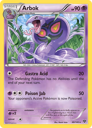 Arbok 48/146 Pokemon card