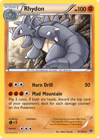 Rhydon 61/146 Pokemon card