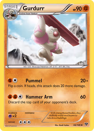 Gurdurr 66/146 Pokemon card