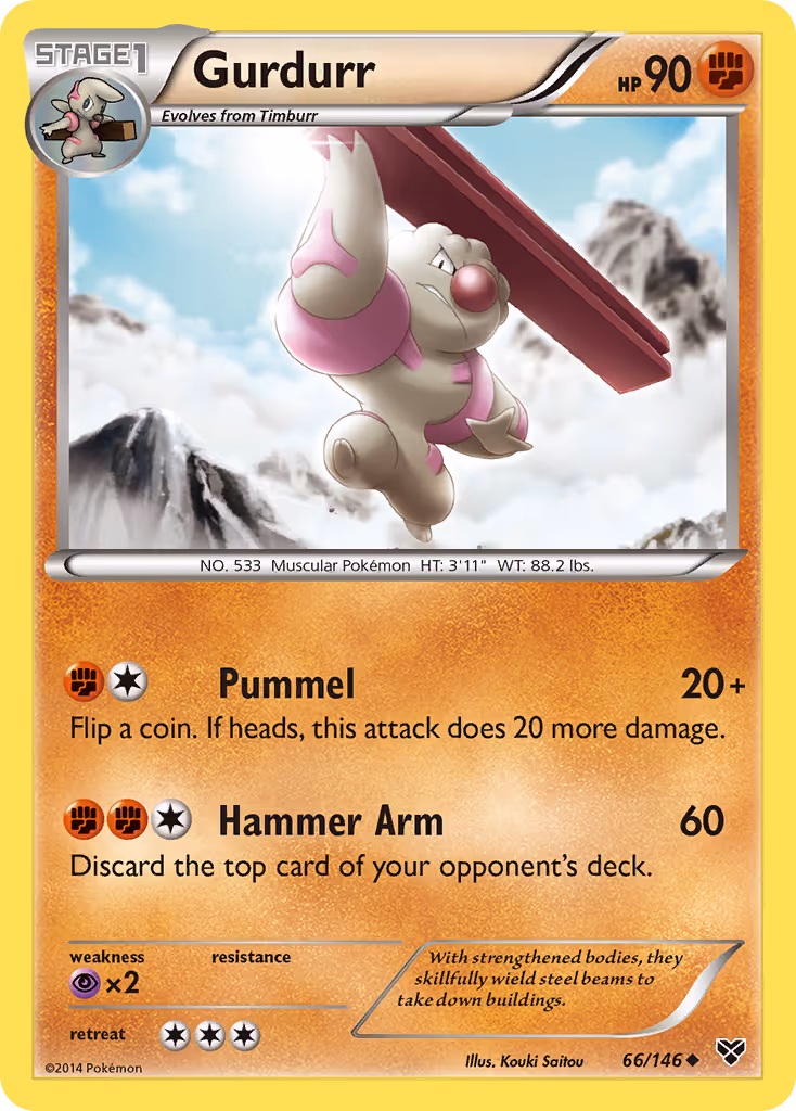 Gurdurr 66/146 Pokemon card